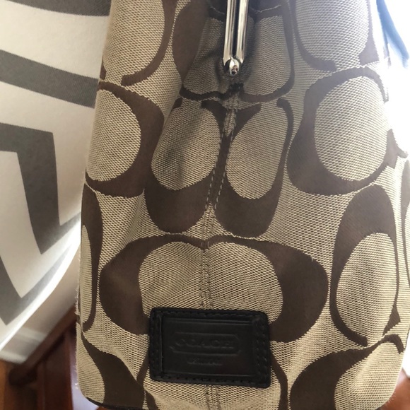 Coach Signature Striped Framed Carryall Satchel - Picture 3 of 13